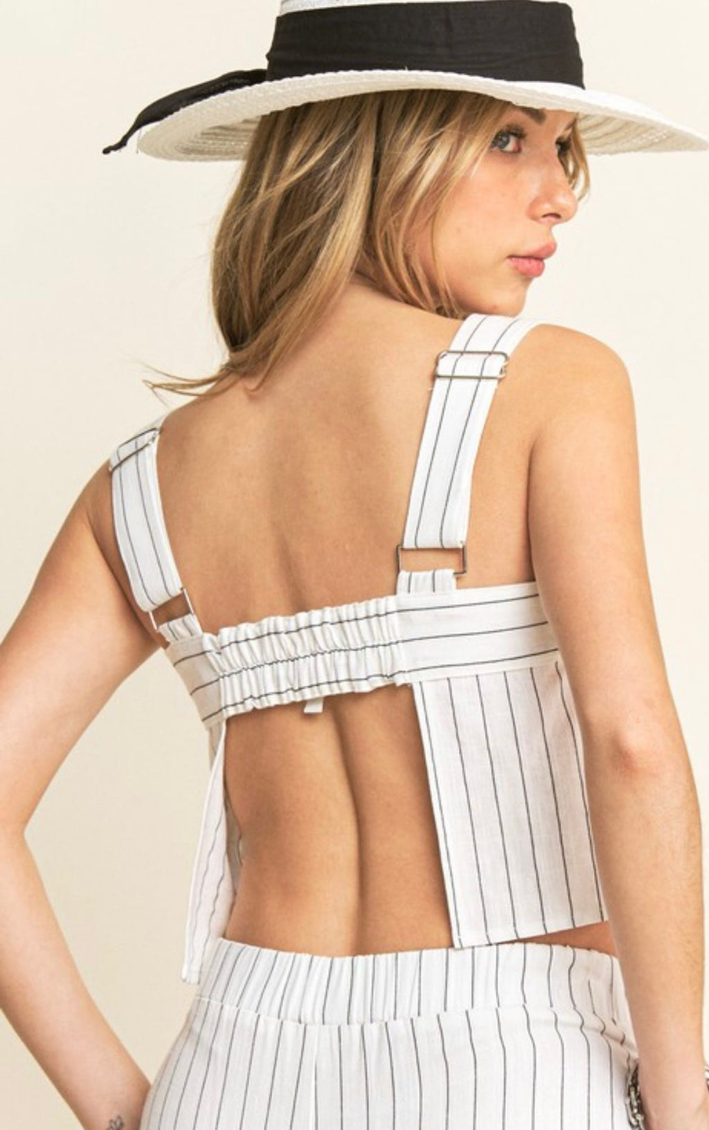 Striped Crop Top And Pants Set