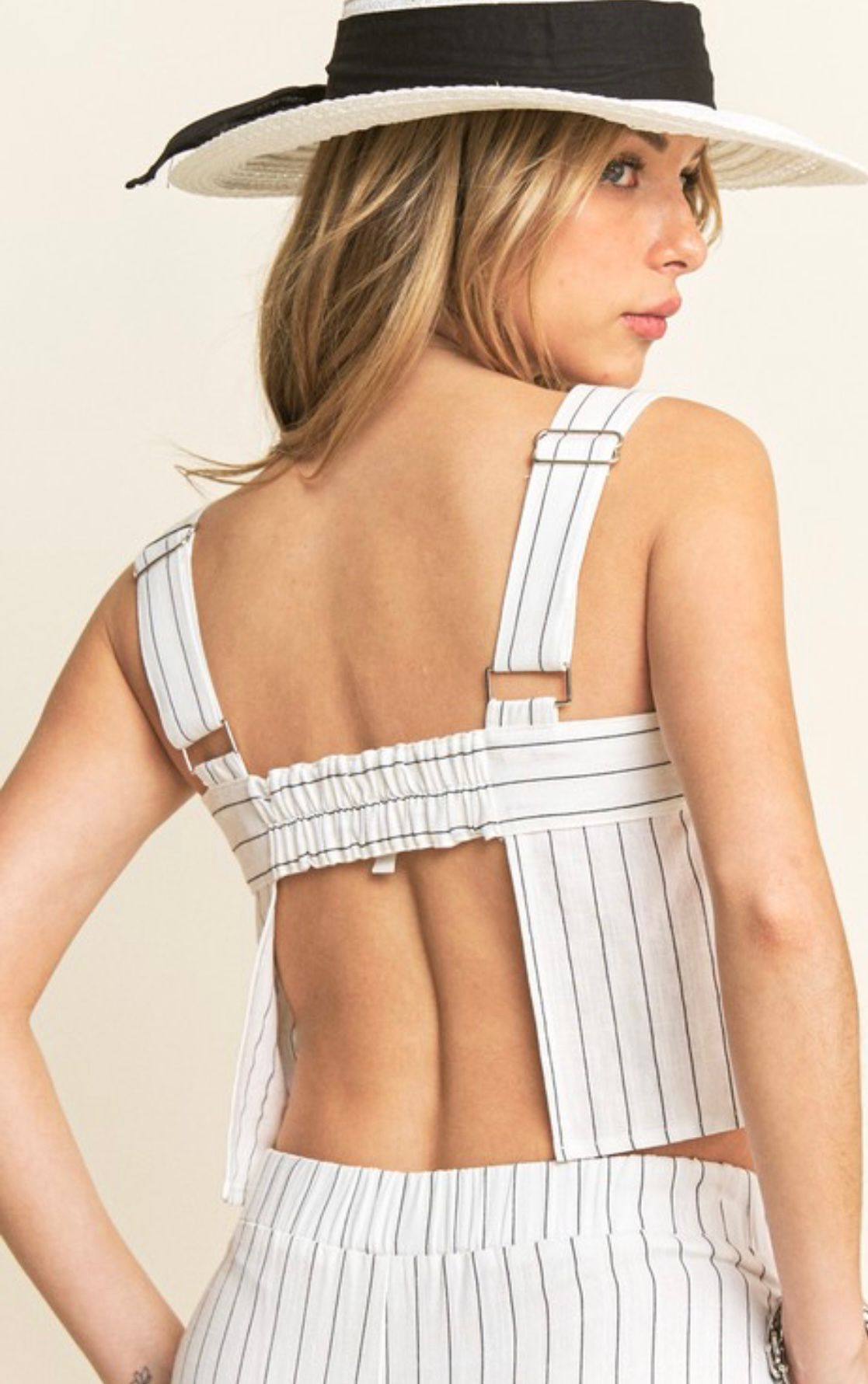 Striped Crop Top And Pants Set