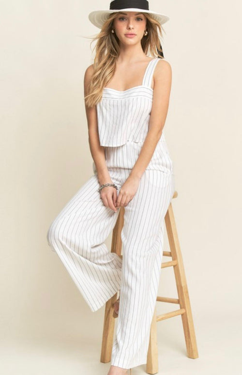 Striped Crop Top And Pants Set