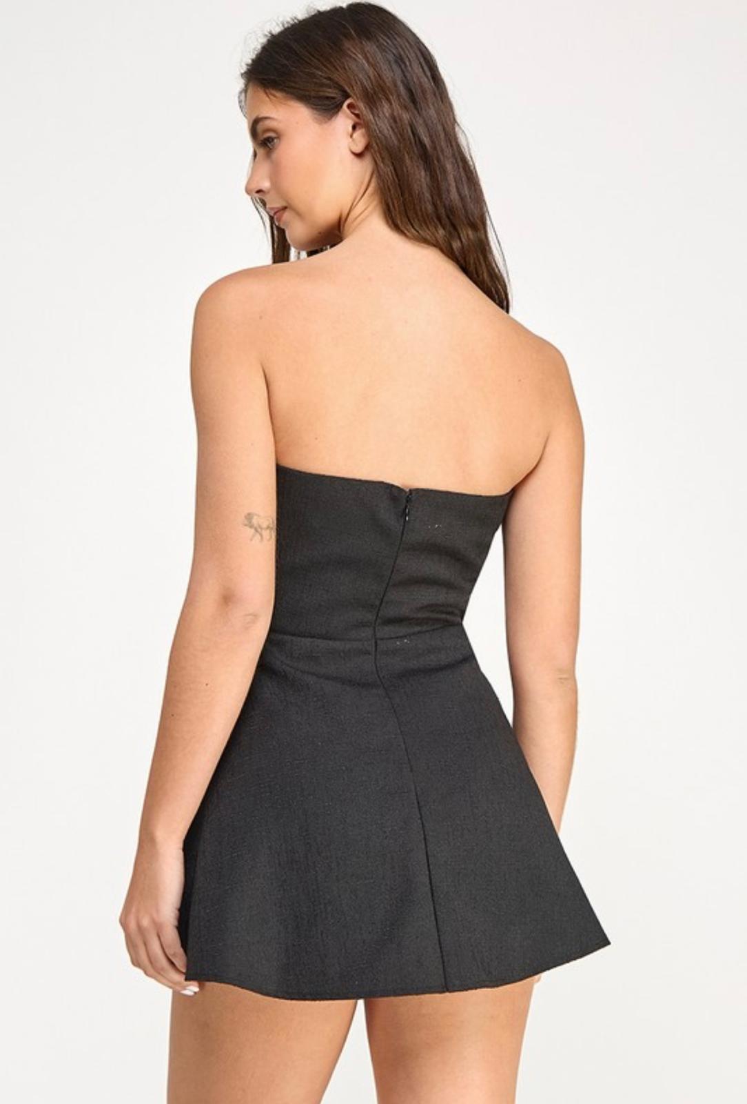 Pearl Button Trim, Tube Mini Dress