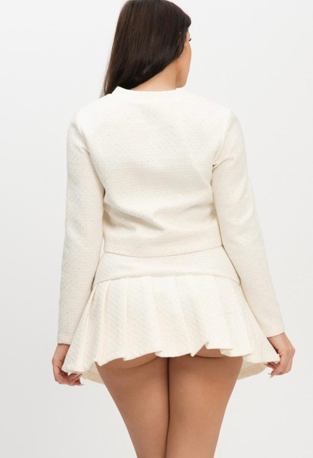 Tweed With Small Sequins Jacket Mini Skirt Set