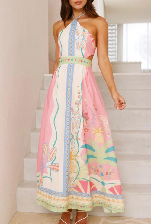 Halter Neckline Maxi Dress