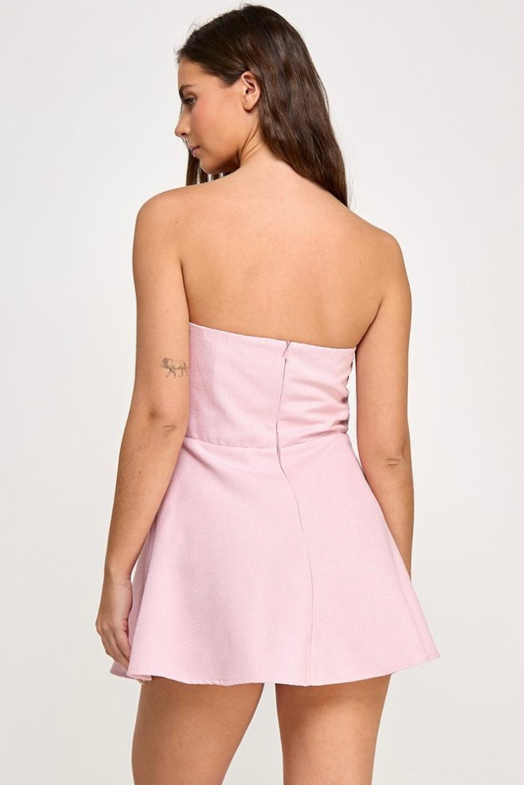 Pearl Button Trim, Tube Mini Dress