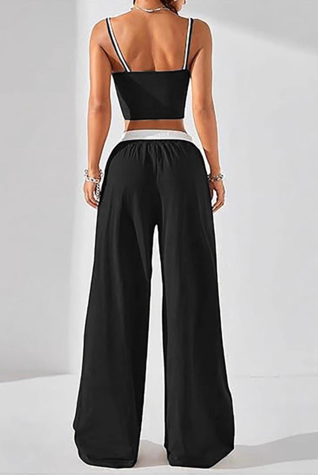 Crop Strap Top W/matching Flare Pants Set